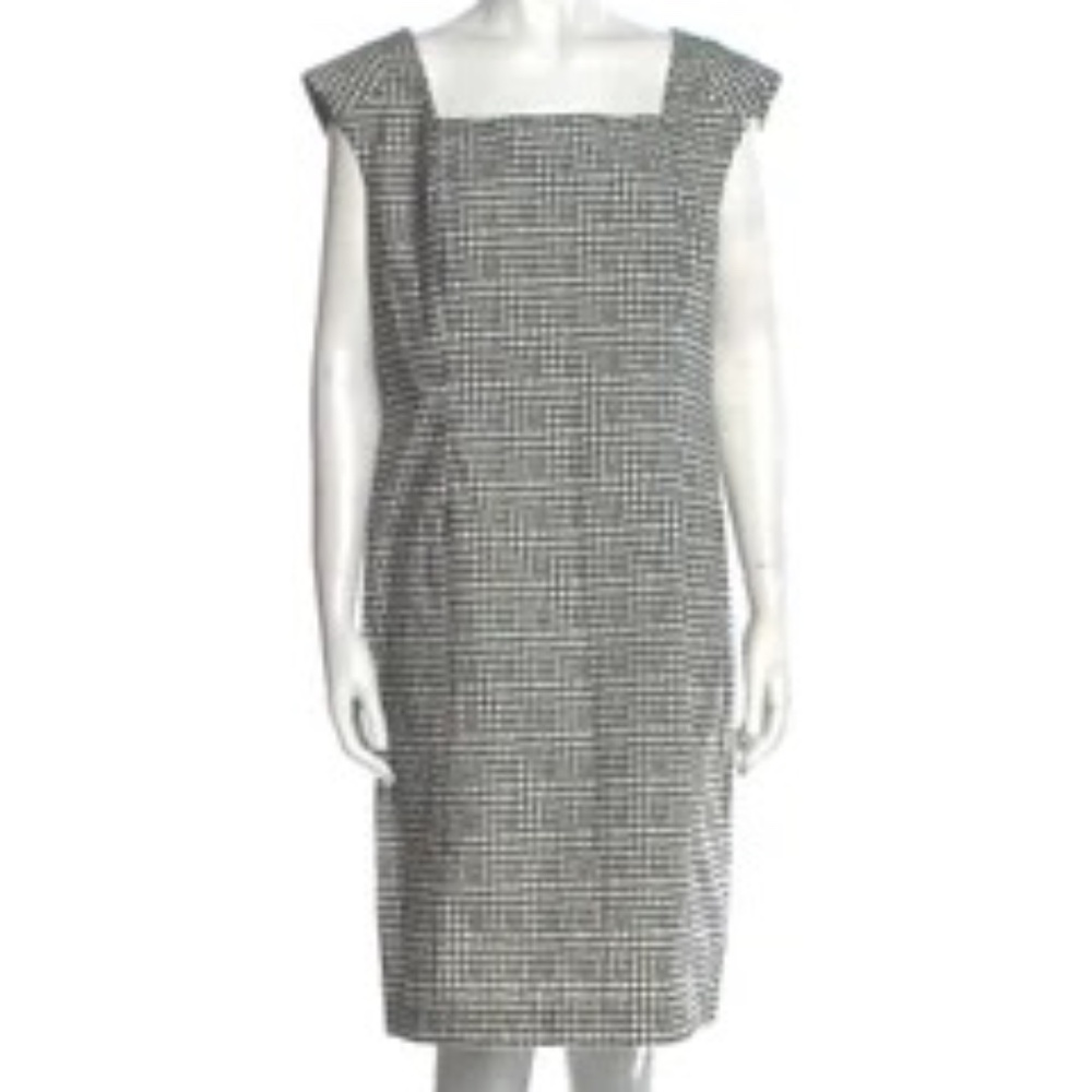 Lafayette 148 Sheath Dress, Black-White grid pattern, 14